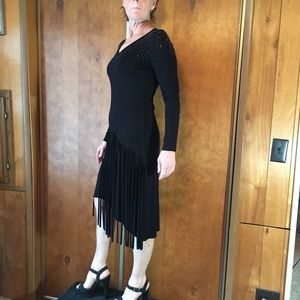 Black sparkled dress with car wash fringe in front